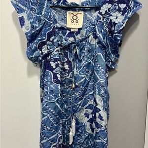 Figue Blue and White Patterned Top